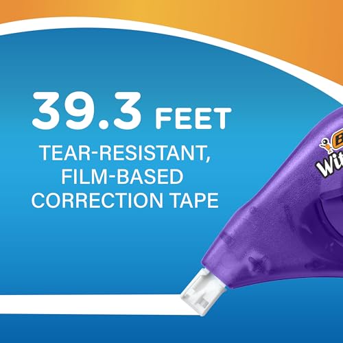 Image of BIC Wite-Out Brand EZ Correct Correction Tape, White, 10-Count, Translucent Dispenser Shows How Much Tape is Remaining