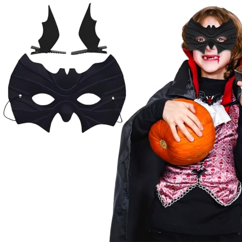 Mascaras, Máscara de Murciélago y Horquillas, Máscara de Murciélago Halloween, Antifaz con Horquillas de Alas de Murciélagoy para Mascarada Halloween Carnaval, Negro