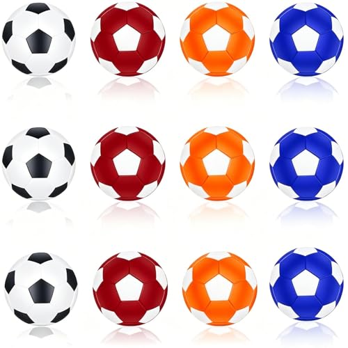 Firschoie 12 Tischfußball Kickerbälle,Tabletop Football aus ABS,32mm Mini Tischfussball Ersatzbälle, 4 Farbkombinationen, für Erwachsene Kinder Fußball Tisch Spiel Bedarf