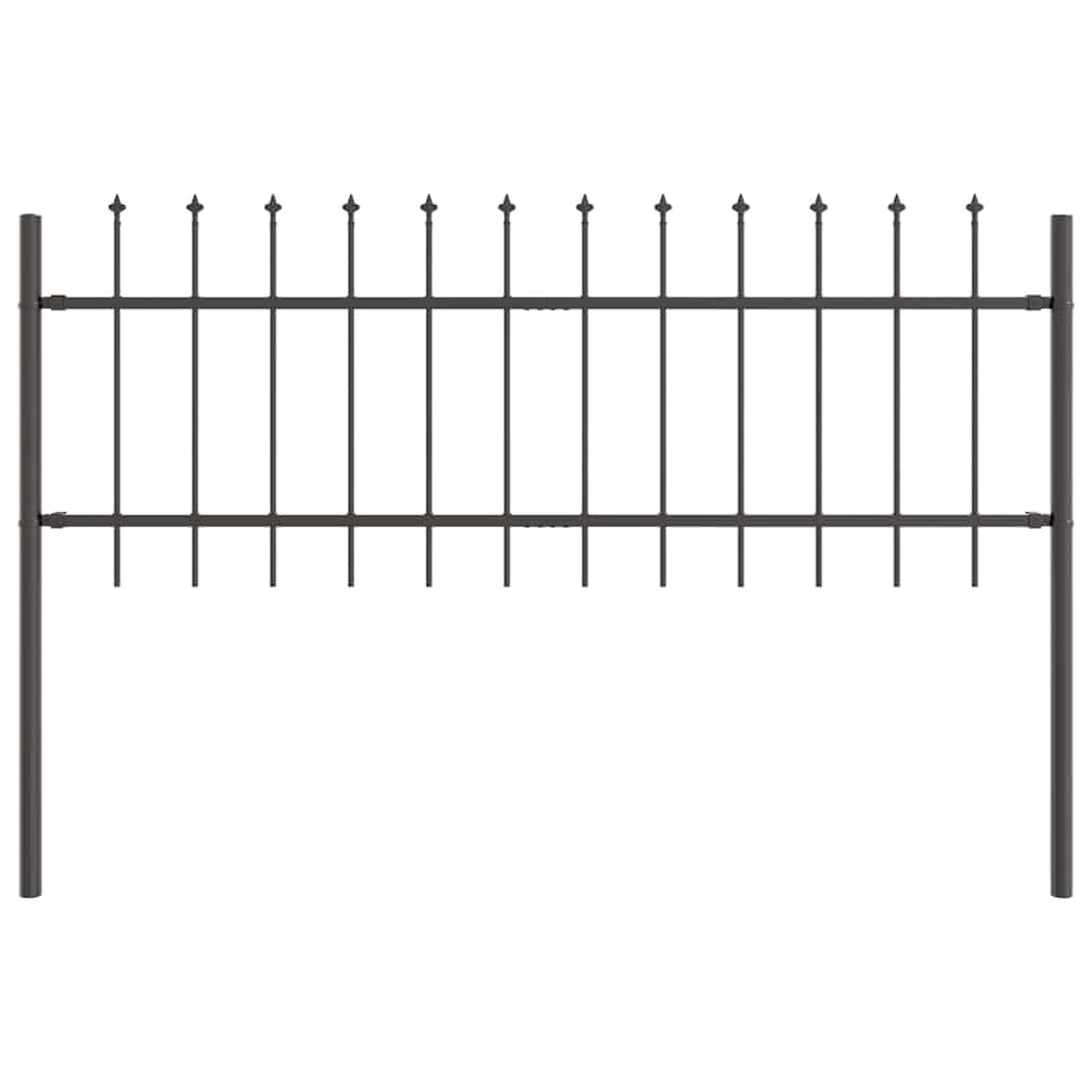 Garden Fence Woerden Grey 1.7 x 0.6 m Powder-Coated Steel Outdoor Privacy Screen for Patio Backyard Decorative Border Barrier