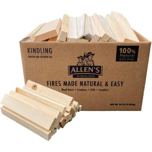 Allen\'s Dried Kindling Wood for Wood Stoves, Campfires & BBQ â€“ Easy and Safe Fire Starter - Long Burn Time with Less Resin & Smoke - Perfect for Campfires & Hunting Trips (20 LB)