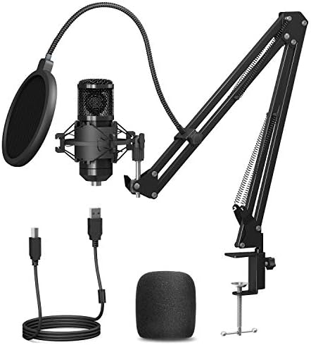 USB Condenser Microphone for PC, PEMOTech [Professional] 192KHZ/24Bit Studio Recording Microphone Equipment with Alter Increase Arm/Shock Mount/Pop Filter, Mic for Laptop Gaming Singing Streaming Karaoke