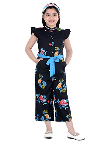 Naughty Ninos Girls Black & Blue Floral Printed Jumpsuit for 3 to 15 Years Naughty Ninos Girls Black & Blue Floral Printed Jumpsuit for 3 to 15 Years