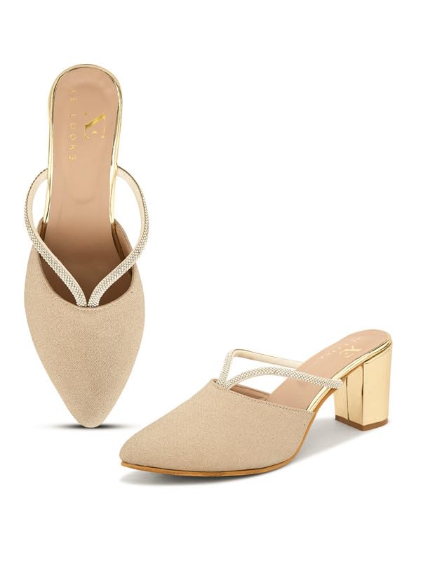 Women's Fashion Sandals | Faux Leather Comfortable and Stylish Block Heel | For Wedding Occasion 3 Inches Heel | For Women & Girls