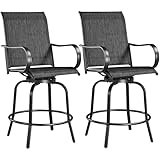 Yaheetech Patio Swivel Bar Stools Outdoor Chairs Set of 2 Outdoor High Bistro...