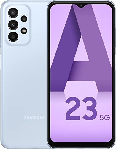 Samsung Galaxy A23, Téléphone Mobile 5G 64Go Bleu, Carte SIM Non Incluse, Smartphone Android, Version FR