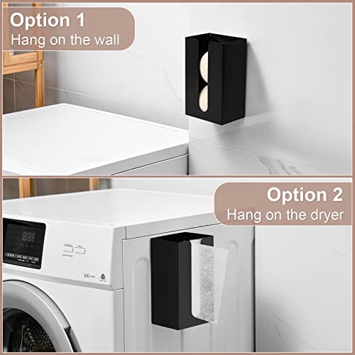 Image of SUBEKYU Magnetic Dryer Sheet Holder for Laundry Room ,Dryer Sheet Container,Iron Dryer Sheet Dispenser for Laundry Storage and Organizition, Wall Dryer Sheet Box,Fabric Sheet Holder,Black