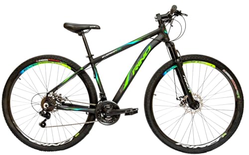 Bicicleta Aro 29 Rino Everest 21v Freio A Disco Cambios Index (Preto/Azul/Verde, 17)