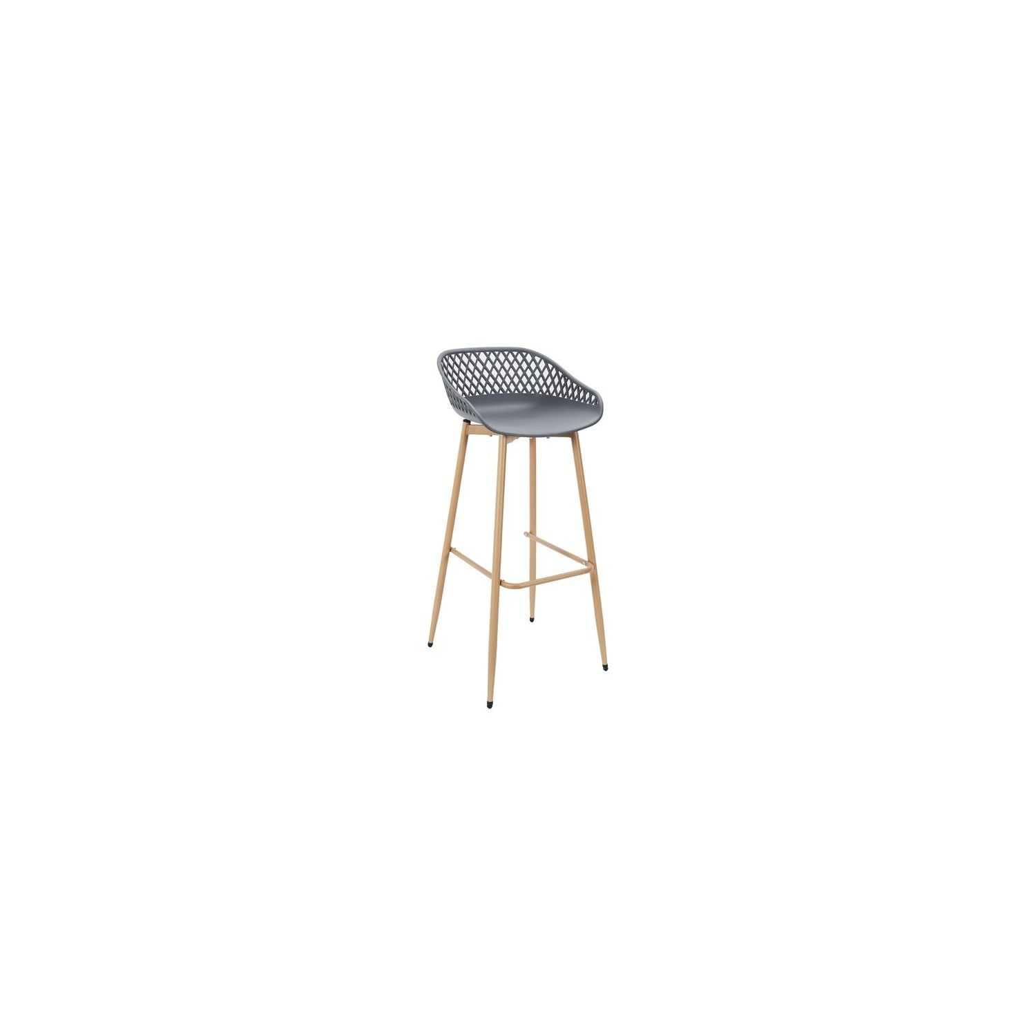 HOME DECO FACTORY Lot de 2 Tabourets de Bar Malaga Extérieur Gris et Marron