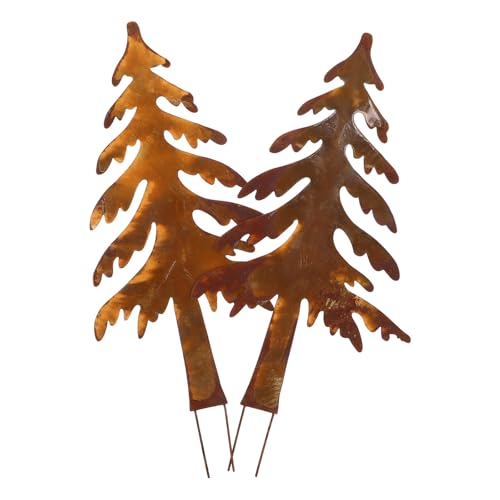 Estacas metálicas navideñas OSALADI de hierro marrón para jardín, pack de 8 3