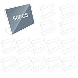 ASOUUNLD 50 Stück Etikettenhalter Acryl Preisschilder Aufsteller Transparent Tischaufsteller Vertikal Klein Namensschilder Buffet Schilder für Büro Laden Supermarkt (6x4 cm)