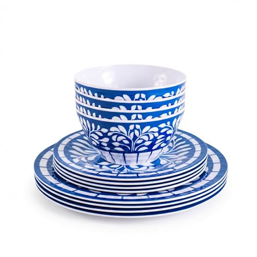 El Mejor Listado de Platos de melamina los 5 más buscados. 42 CASA LITUS Vajilla de Melamina Moderna para 4 Personas (12 Pz): Plato Hondo, Ensaladera y Plato Trinche. Resistente a Caídas y Altas Temperaturas, Apta para Lavavajillas, No...