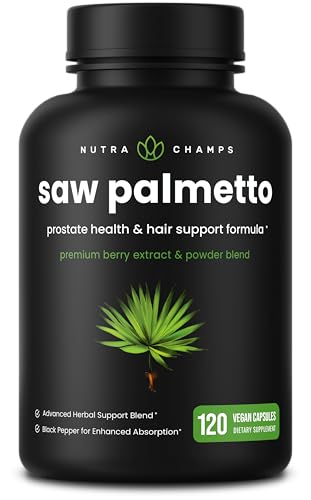 NutraChamps Saw Palmetto Supplement for Prostate Health [Extra Strength] 600mg Complex with Extract, Berry Powder & Herbs - Supports Healthy Urination Frequency, 120 Capsules