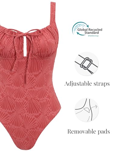 Image of BERLOOK Womens One Piece Swimsuits Floral Push Up Bathing Suit Sexy Tie Slimming Swimsuits for Women Swimwear