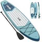 空気注入式スタンドアップパドルボード、10フィート6インチの空気注入式パドルボード、プレミアムアクセサリー付き、滑り止めEVAデッキ、超軽量キャリーバッグポンプ、ユース&大人向けの蛇行SUP。