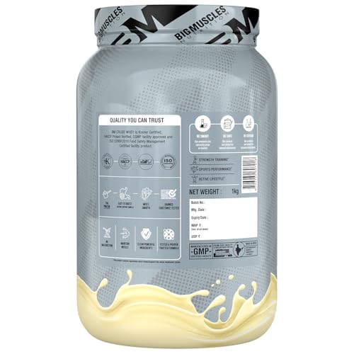 Image of Bigmuscles Nutrition Crude Whey (Malai Kulfi) 1kg | US FDA REGD. BRAND | 24g Protein, 5.5g BCAA, 4 g Glutamine