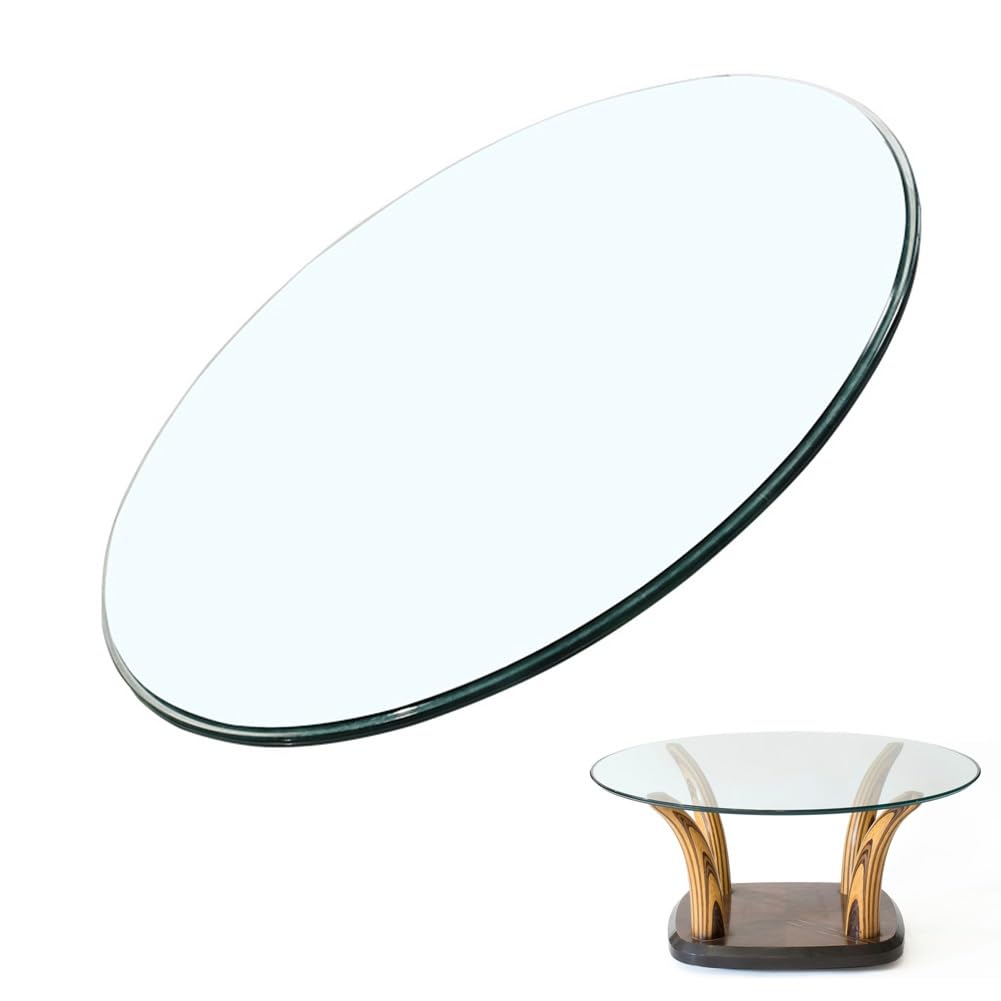 Plateau de Table en Verre Transparent, Plateau de Table Rond en Verre Trempé avec Bord Poli, Plateau de Table en Verre Circulaire pour Protecteurs de Plan de Table(50 cm (20 inch))