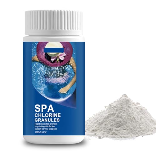 Chlorine Granules for Hot Tubs & Spas Fast Dissolving Pool Water Treatment for Rapid Disinfecting Swimming Pool Cleaning Granules for Hot Tub Spa Paddling Pool 100g
