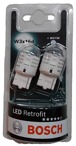 Bombillas LED W21W Bosch para luces de marcha atrás en coches con sistema de doce voltios