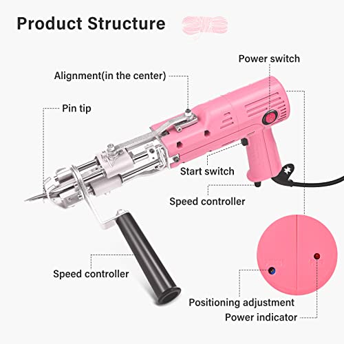 Fancybant Tufting Gun Starter Kit, 2 In 1 Cut And Loop Pile Rug Tufting Gun, Rug Making Kit For Beginners, Rug Tufting Kit With 12 Color Yarn Rolls And Tufting Cloth Backing Cloth Tools Kit - Pink #TOP5