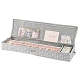 mDesign Soft Fabric Gift Wrap Underbed Organizer - Low Profile, Attached 2-Way Zippered Lid, Side...