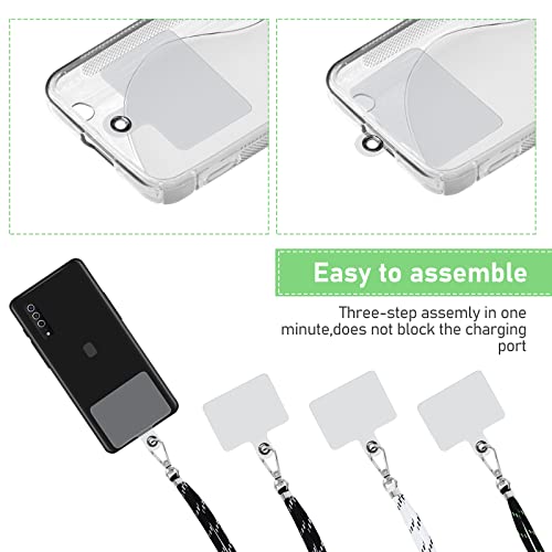 Cobee Cell Phone Lanyards With Phone Pads, 3 Pcs Mixed-Colored Nylon Neck Crossbody Phone Straps With 3 Pcs Transparent Tether Patches Adjustable Phone Lanyard Compatible With Smartphones(Style-A) #TOP4