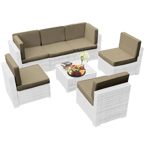 FKSLIFE 14Pieces Patio Cushion Covers Replacement,Outdoor Couch Cushions Covers Waterproof Furniture Cushion Covers Slipcovers Set with Zippers,Cover Only(Brown,25×25×3.15 inches)