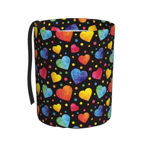 Image of Car Trash Bag Watercolor Hearts Waterproof Trash Small Car Can Portable Collapsible Car Garbage Can Hanging for Back Seat Floor or Hanging Headrest Car Decor Road Trip Essentials