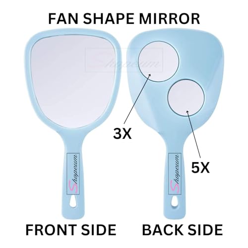 Image of Fan 2X 3X Magnification Mirror Handheld Makeup Mirror