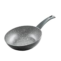 Zanetti - Durapietra, Padella Wok Induzione 24 cm, Padella Wok Antiaderente adatta anche all'Induzione, Diametro 24 cm, Colore Grigio