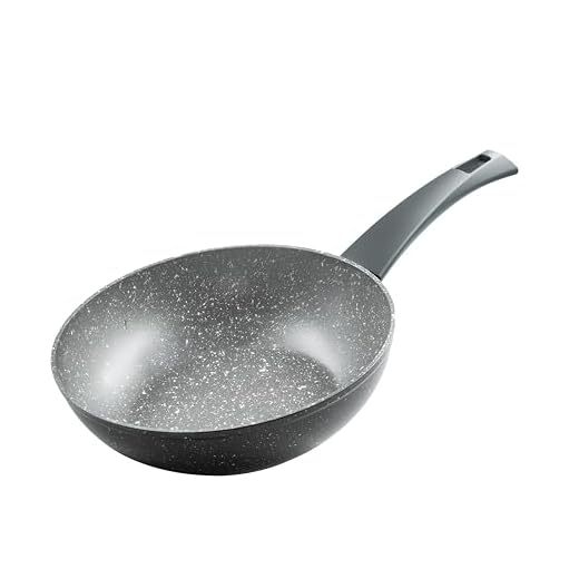 Zanetti - Durapietra, Padella Wok Induzione 24 cm, Padella Wok Antiaderente adatta anche all'Induzione, Diametro 24 cm, Colore Grigio