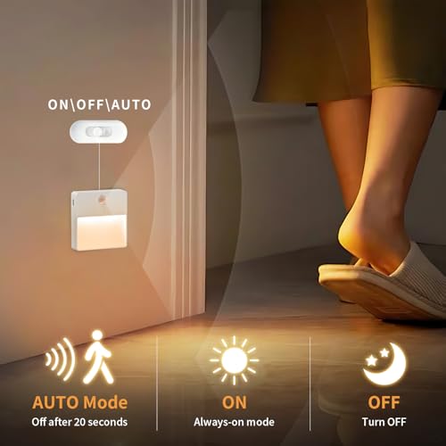 Image of ASAWASA LED Motion Sensor Night Light, 7 Colors Rechargeable Magnetic Decor Wall Lights, Dimmable, Suitable for Bathroom hallways bedrooms Kitchen cabinets Staircase(3 Pack)