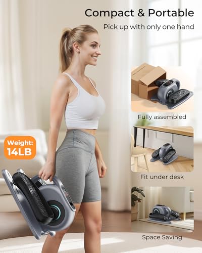 Image of Under Desk Elliptical, Ellipse Leg Exerciser for Seniors Adults Fully Assembled, Portable & Quiet Electric Seated Pedal Exerciser with 10 Adjustable Speed, Remote Control,Non-Slip Straps & Mat
