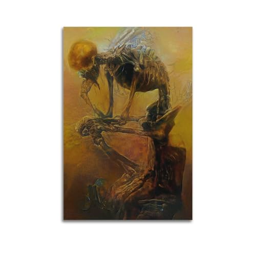 Tableau Beksiński The Thinker Skeleton pour sublimer l'ambiance de votre salon