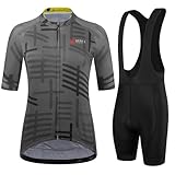 GCRFL Women's Cycling Jersey Set Short Sleeves Bike Jersey Zipper Pocket Bicycle Shorts with 4D Padded...