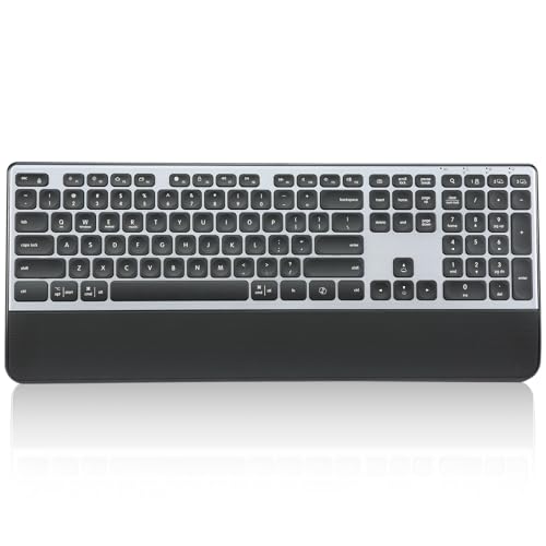 CITLLA Wireless Keyboard, Rechargeable Full Size Multi-Device Bluetooth Keyboard with Wris - image 1