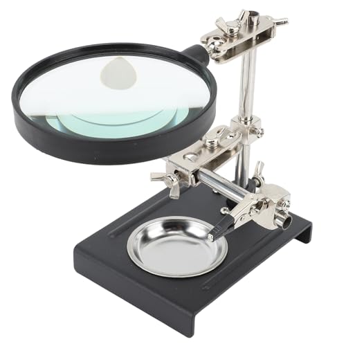 XHTLLO 6X Magnifier with Clip Stand, Adjustable Third Hand Soldering Station for DIY Electronics, Repair, and Assembly