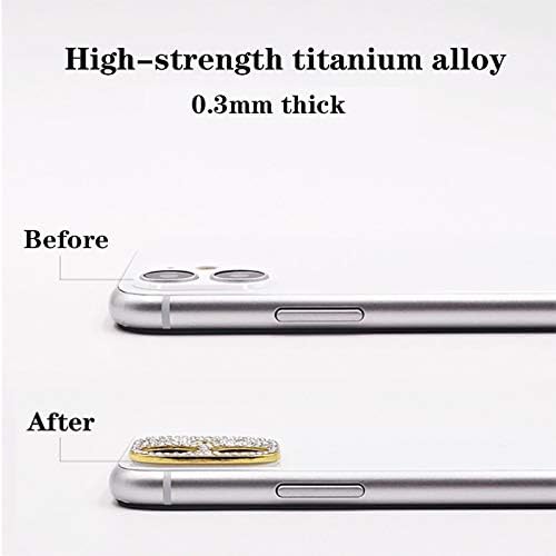 Miniatura 4 de Omio Paquete de 2 para iPhone 12 Pro Max cubierta protectora de lente de cámara 3D Bling Diamond Lens Cover Glitter Diamond Lens Protector Adhesivo