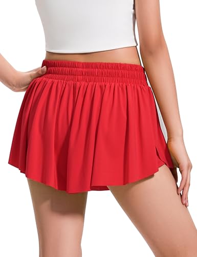 booph girls flowy shorts athletic butterfly shorts with inner pockets 2-in-1 for girls running tennis sports