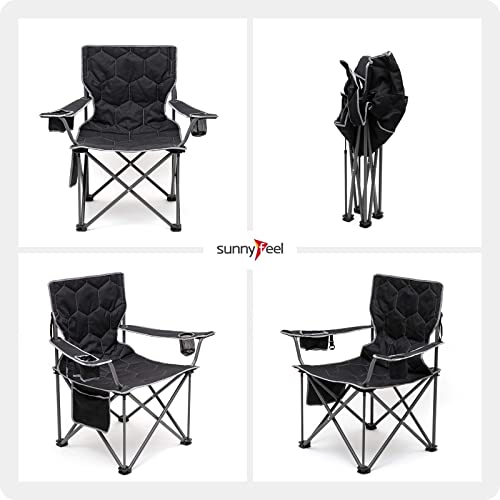 Sunnyfeel Xl Oversized Camping Chair, Folding Camp Chairs For Adults Heavy Duty Big Tall 500 Lbs, Padded Portable Quad Arm Lawn Chair With Pocket For Outdoor/Picnic/Beach/Sports #TOP6