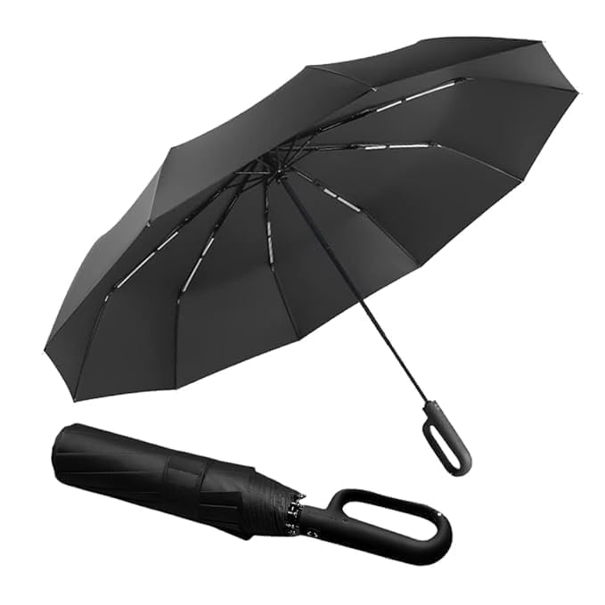 3-Fold UV Protection Automatic Open & Close Reverse Folding Umbrella | Windproof, Waterproof, Sun & Rain Dual-Use | Lightweight & Durable with Ring Buckle, 8 Steel Ribs-image-28