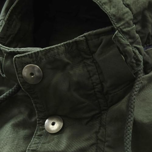 DGHM-JLMY Men Full-Zip Hood Cotton Parka Jacket Coat Long Back Split Collar Hooded Windbreaker Mid-Long Military Coat Pockets4