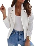 DEPENSL Women's Faux Leather Jackets Suede Spring Trendy Outfits 2025 Fall Zip Up Cropped Moto Jakcet Outerwear(White, Medium)