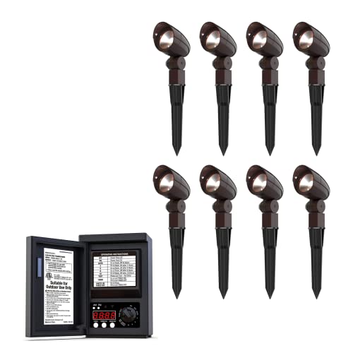 Goodsmann Low Voltage Transformer 120W With 8 Pack Low Voltage Landscape Lights 3 Watt Led With Metal Stake And Connector 48 Lumens #TOP15