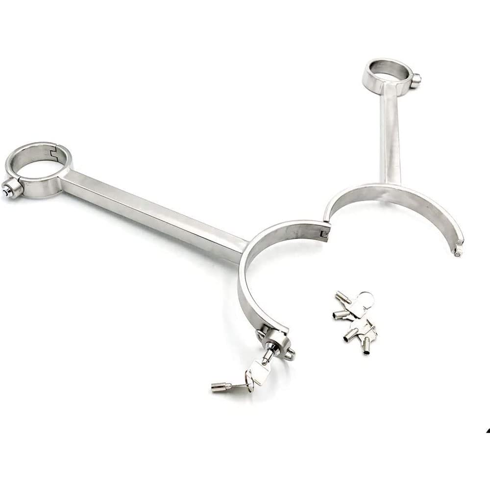 Edelstahl Bondage Handschellen Press Lock Design Fesseln Handgelenk Manschetten Kragen Adult Game Sex-Spielzeug für Paare Spreizstange Handschellen,Silber-Female