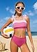 KANGKANG Girls Swimsuits Size 14-16 Pink Color Block Adjustable Straps 2 Piece Set Swimsuits for Teen Girl Bikini Size 15 Bathing Suits for Girls Size 16