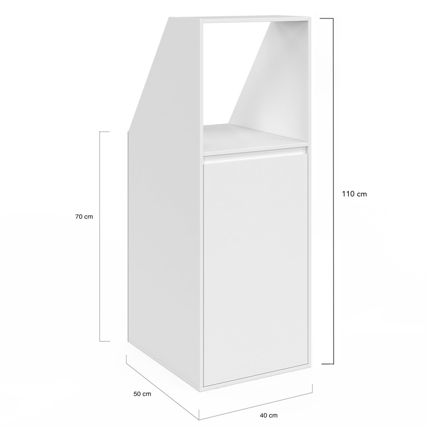 IDMarket - Armoire sous Pente 1 Porte et 1 Niche TOMI 40 x 50 x 110/70 cm Blanc