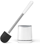 Toilet Brush, Toilet Brush and Holder with 304 Stainless Steel Handle, Space Saving Toilet Bowl B...