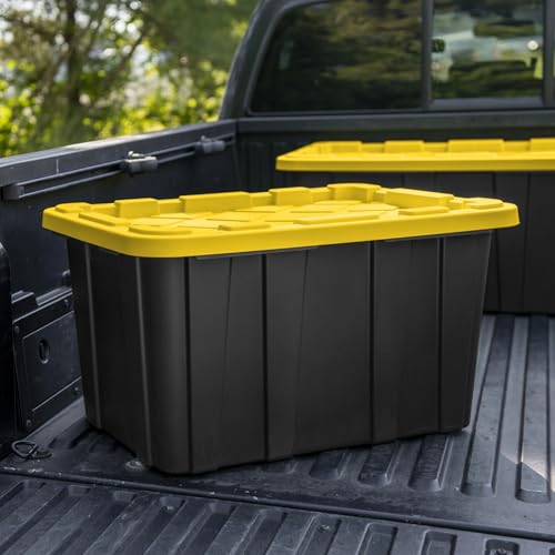 Image of 27-Gallon Plastic Storage Bins with Snap-on Lids - 6-Pack, Home Organization Essential (Black and Yellow)