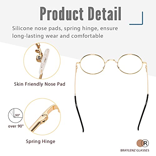 Image of Vintage Round Metal Glasses Frame with Clear Lens, 2 Pack Women Men Non-Prescription Eyeglasses